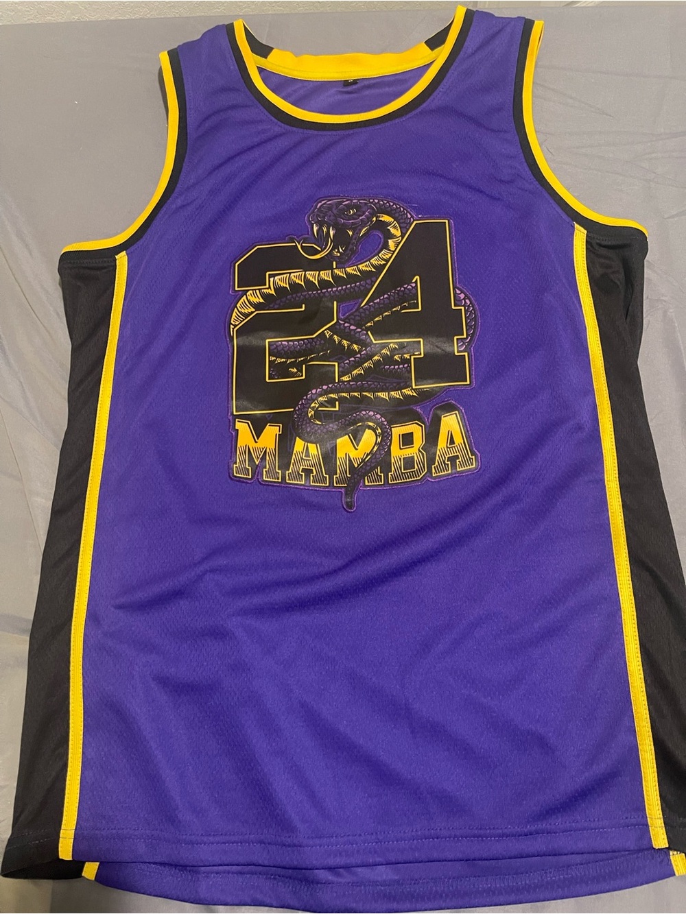 Purple and Yellow Men’s Basketball Jersey - Mamba 24 Graphic